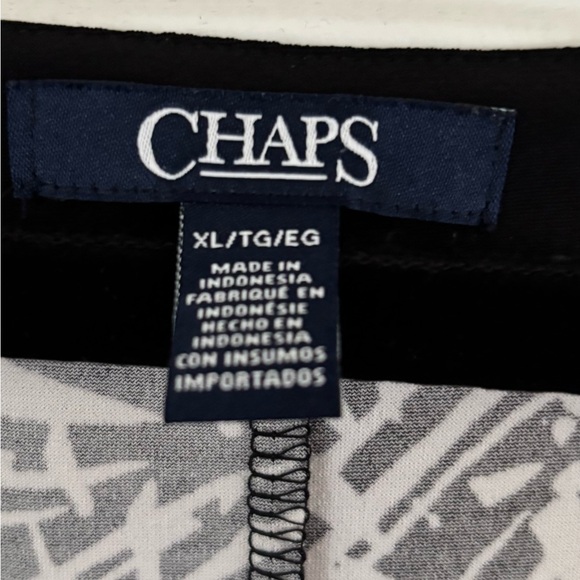 Chaps Knee Length Fit and Flare Black & White Dress XL - Picture 4 of 10